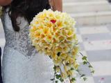 tier drop yellow frangipani bouquet 